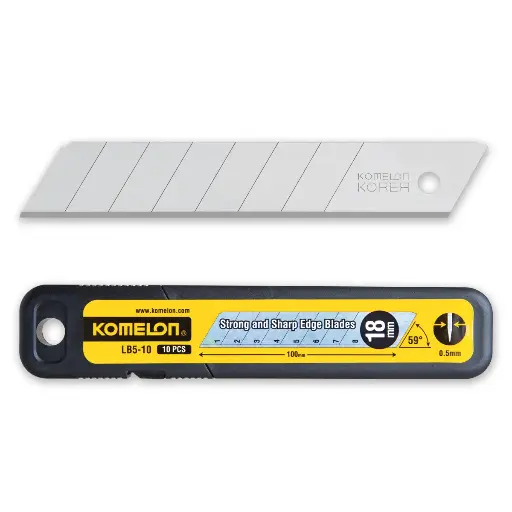 [KOM-LB5-10E] 10Pk 18mm Snap-Off Utility Knife Blades (Komelon)