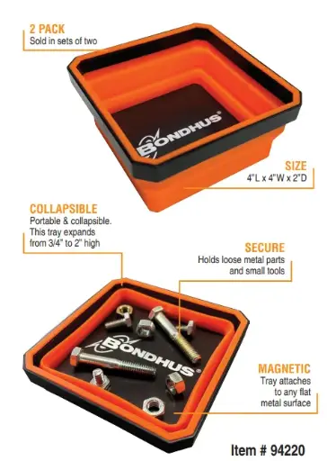 [BOND-94220] 2Pk Collapsible Magnetic Parts Tray (Bondhus)