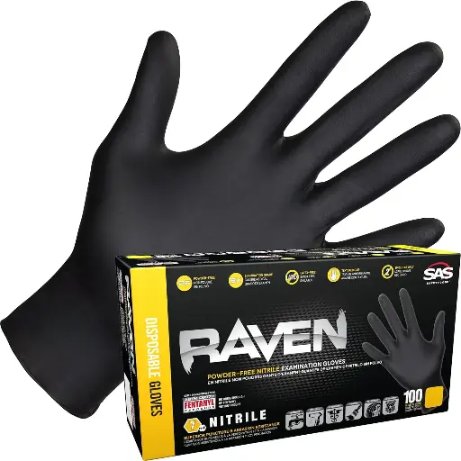 [GLVRAV66517M] Raven Medium Powder Free Nitrile Glove 7 mil