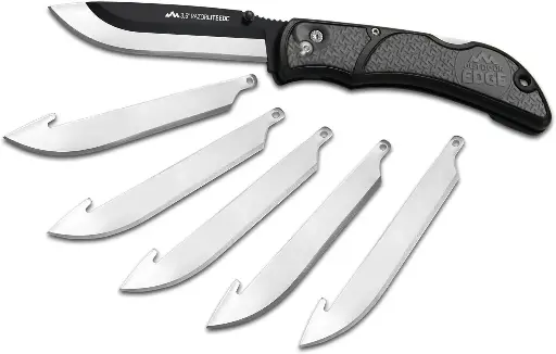 [OE-RLY-50C] Replaceable Blade Pocket Knife [Gray] W/5 Extra Blades (Outdoor Edge)