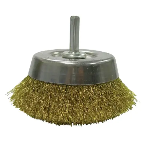 [WCBC275X005-BR] 2-3/4" X .005 X 1/4" Stem Crimped Wire Cup Brush Brass
