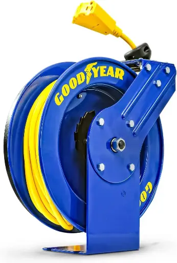[GOODYEAR-12G80] 12Ga X 80Ft Triple Tap Retractable Extension Cord Reel (Goodyear Industrial)