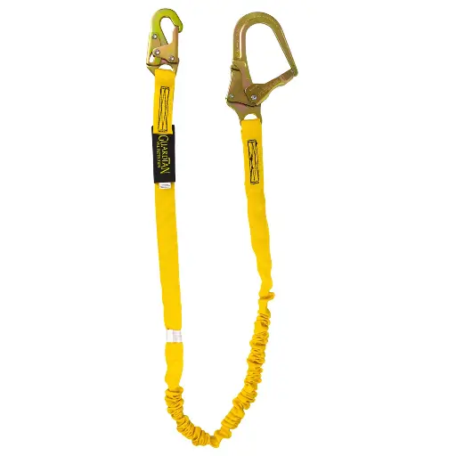[GUARDIAN-11201] 6Ft Single Leg Internal Shock Lanyard W/Snap & Rebar Hook [IS-72R] (Guardian)