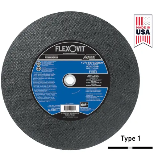 [FLXF5078] 12" X 1/8" X 20mm Arbor High Speed Cut-Off Wheel Type 1 (Flexovit USA)