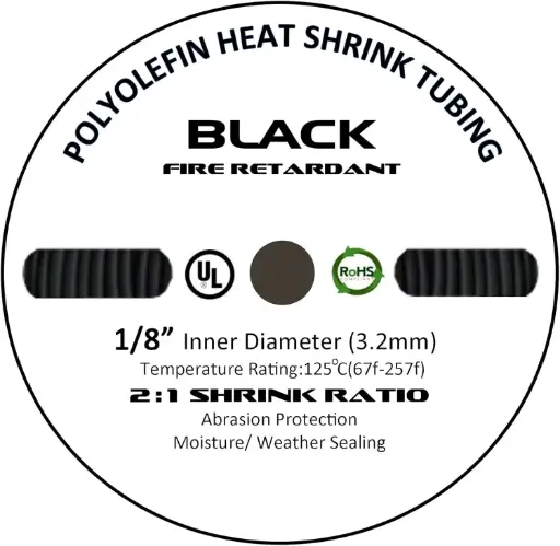 [HST1/8B-100] 1/8" X 100Ft Black Poly 2:1 Heatshrink Spool