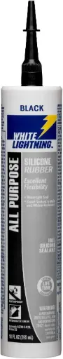 [WL-W11125010] 10oz Black All Purpose Silicone Rubber Sealant [-50° to 450°F Temp Range] (White Lightning)