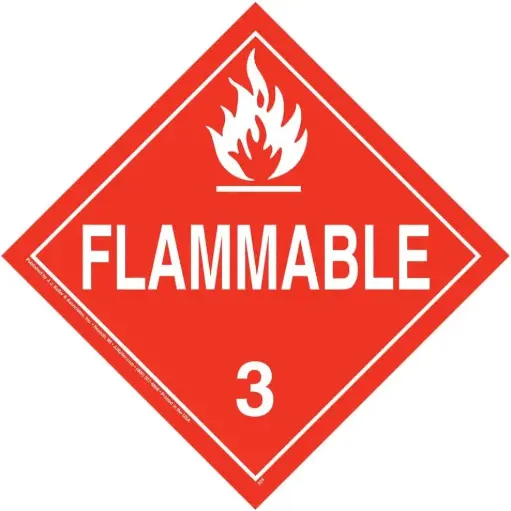 [SIGN-C3F-LBL] Class 3 Flammable 10-3/4" x 10-3/4" Safety Vinyl Adhesive Safety Labels