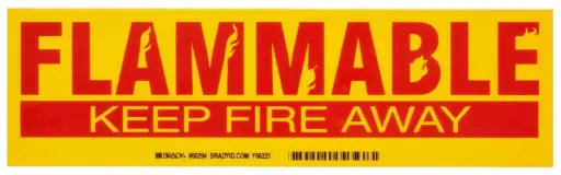 [SIGN-FKFA-LBL] 3-1/2" x 12" Sign "Flammable Keep Fire Away" [Red On Yellow] Cabinet Label