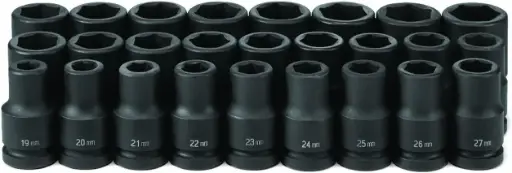 [GP-9026MD] 26Pc 1" Drive Metric 6Pt Deep Impact Set [19mm to 44mm] (Grey Pneumatic)