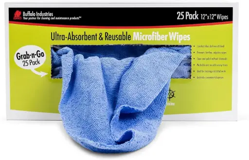 [MFC65102] 25Pk 12" X 12" Blue Micro Fiber Cloths