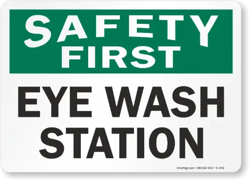 [SIGN-SF/EWS] 7" x 10" Plastic Sign "Safety First Eye Wash Station" [Black/Green on White]