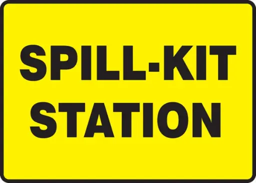 [SIGN-SKS] 7" x 10" Plastic Sign "Spill Kit Station" [Black on Yellow]