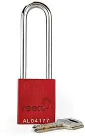 [REECE-AL38REDLONG] Red Long Safety Padlock [Keyed Differently] 3" Shackle Clearance (Reece Safety)