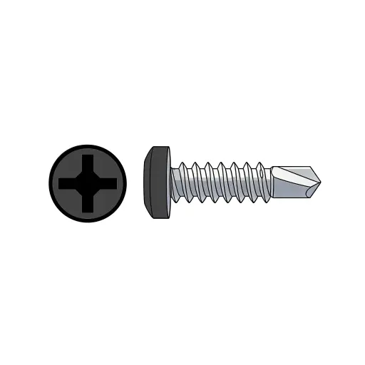 [8D75UQPZPBH] #8 X 3/4" Pan HD Quadrex Tekscrew ZP Painted Black Head
