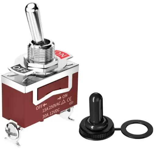 [SW-KL-C101-HMZ] 12V DC 2 Position Toggle Switch SPST 30A ON/Off W/Boot Cap