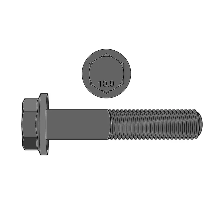 M6-1.0 X 8mm Hex Flange Bolt 10.9 Plain