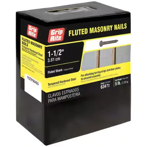 [GR-112TFMAS5] 9Ga X 1-1/2" Bright Fluted Masonry Nail [5lb Box] (Grip-Rite)