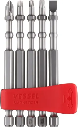 [VES-IBMG90K001] 5Pc Torsion Bit W/Magnetizer Holder [PH1, PH2, PH3, 3/16 & 1/4" Slot] (Vessel/Japan)