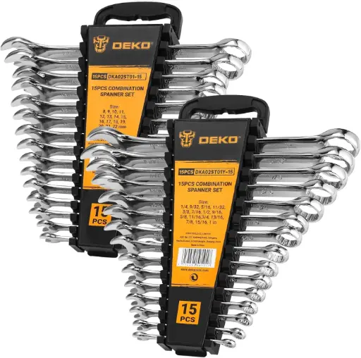 [DEKO-30PC] 30Pc Combination Wrench Set [1/4''-1'' & 8mm-22mm W/Plastic Tray (DEKOPRO)