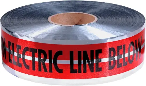 [EMPIRE31-107] 3" X 1000Ft MAGNATEC Detectable Underground Warning Tape "Caution Electric Line Below" [Red/Silver] (Empire)