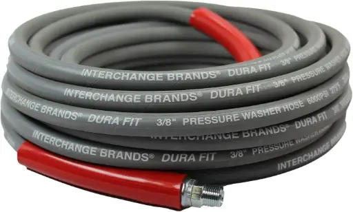 [HOSEPW38X50-275F] 3/8" X 50Ft (R2) 2-Wire Steel Braid Gray Pressure Washer Hose [275°F/6000 PSI]