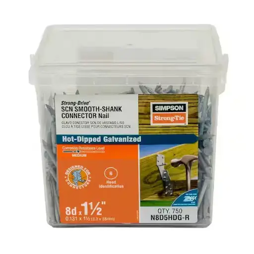 [NAIL-N8D5HDG] 8D (0.131") X 1-1/2" SCN Smooth-Shank HDG Connector Nail [750Pcs] (Simpson Strong-Tie/Strong-Drive)