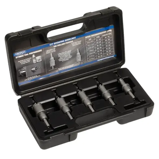 [CHAM-CT7P-SET-4] 5Pc Carbide Tipped Hole Cutter Set [5/8" to 1-1/8"] (Champion/USA)