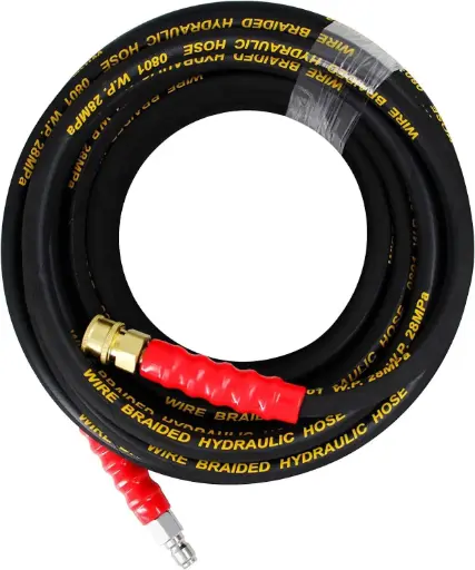 [HOSEPW38X25-176F] 3/8" X 25Ft (R2) 2-Wire Steel Braid Gray Pressure Washer Hose [176°F/4000 PSI]