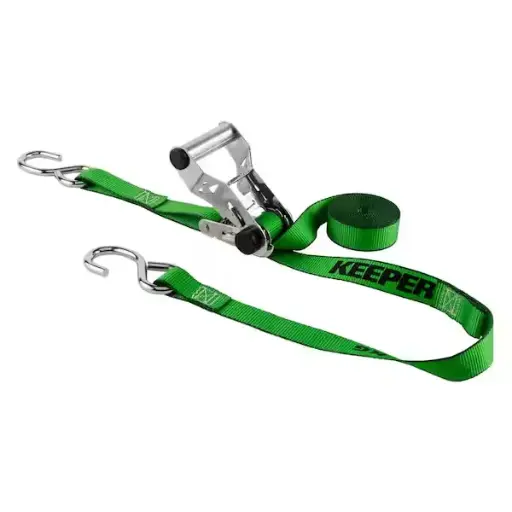 [KEEPER-85422] 1-1/4" X 16Ft Ratchet Strap [Green] W/D-Ring (Keeper)