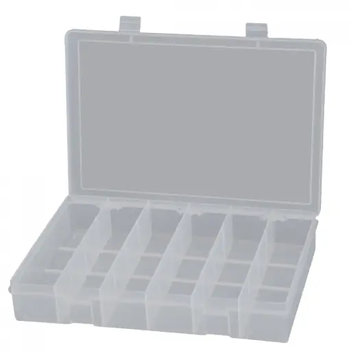 [DUR-LP6-CLEAR] 6 Compartment Large Plastic Box [WxDxH:13-1/8 x 9 x 2-5/16] (Durham)