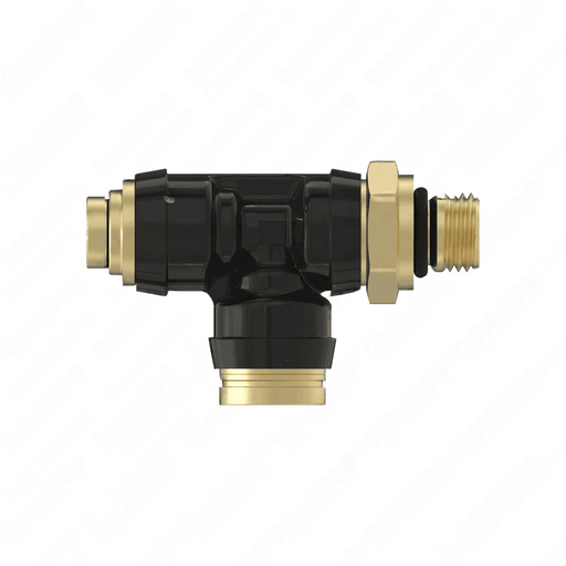 [371PCS6-4XM12] 3/8" & 1/4 PTC X M12-1.5 O-Ring Thread Male Run Tee Swivel Brass Fitting (DOT)