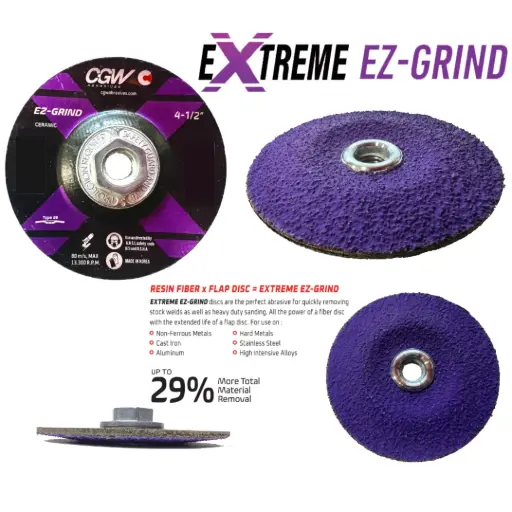 [CGW-79203] 4-1/2" X 5/8"-11 X 36 Grit Ceramic Grinding Disc Type 29 Extreme EZ-Grind (CGW)