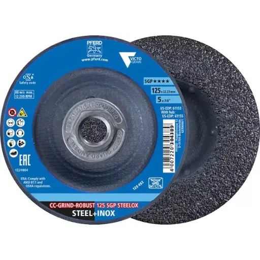 [PFERD-61155] 5" X 5/8"-11 Victograin Ceramic Grinding Disc CC-Grind-Robust 125 SGP Steelox (Pferd)