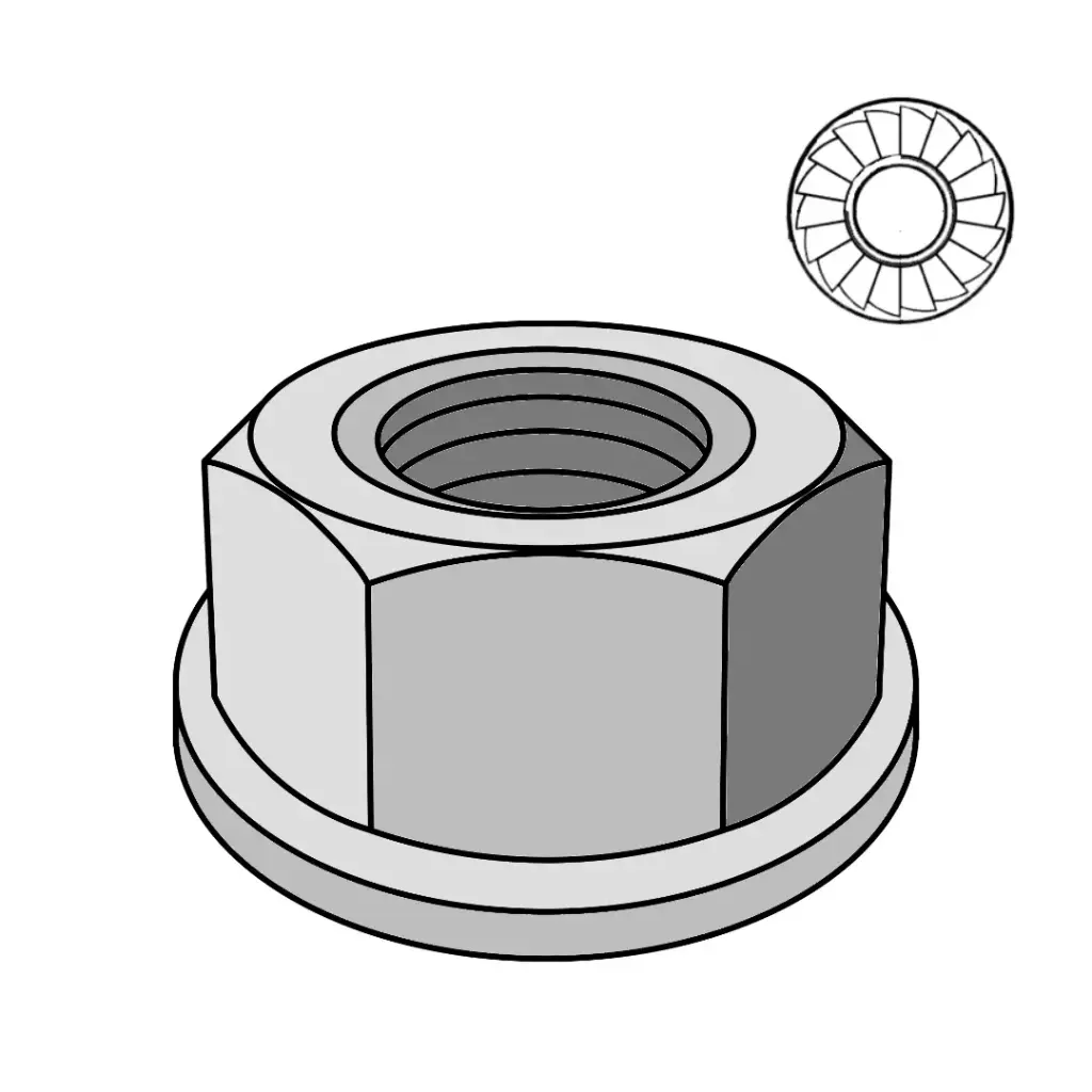 M8-1.0 Fine Hex Serrated Flange Nut Class 8 ZP