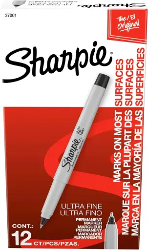 [SHARPIE-UF-12] 12Pk Black Ultra Fine Tip Permanent Markers (Sharpie)