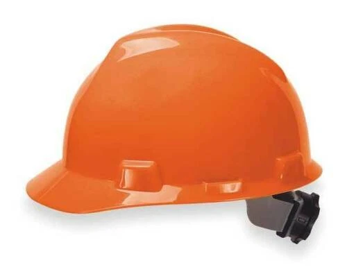 [HARDHAT475361] Orange Front Brim Slotted Protective Cap-Style Hard Hat Ratcheting Fas-Trac® III Suspension (MSA/V-Gard®)