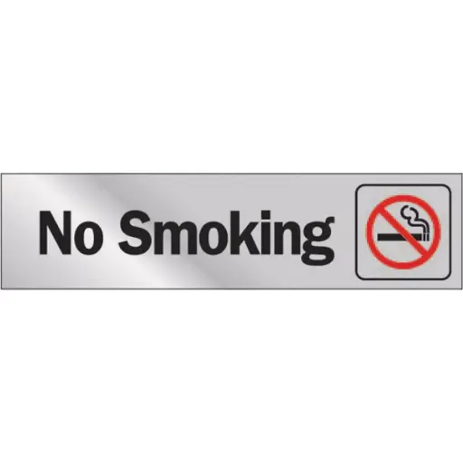 [SIGN-NS-LBL-2X8] 2" x 8" Sign "No Smoking" [Black on Silver] Adhesive Label