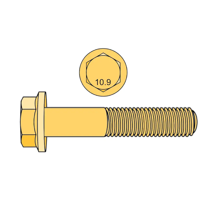 M8-1.25 X 90mm Hex Flange Bolt 10.9 YZ