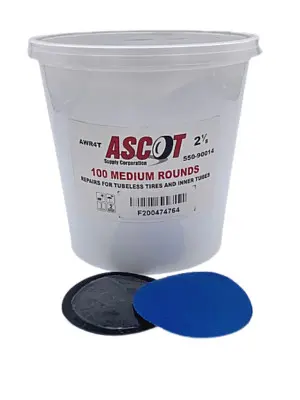 [ASCOT550-90014] 100Pk Tub of 2-1/8" Medium Round Universal Patches (Ascot)