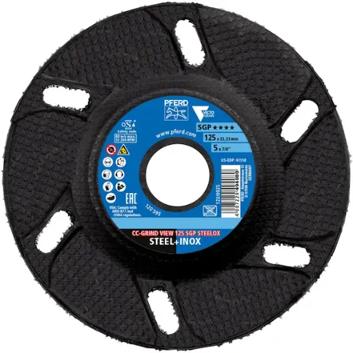 [PFERD-61158] 5" X 7/8" CC-GRIND VIEW Ceramic Grinding Disc SGP STEELOX VICTOGRAIN (Pferd)