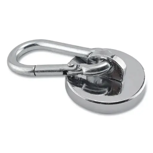 [MAGNET-07587] 1-1/8" Round Magnet W/Carabiner (45 Lb)