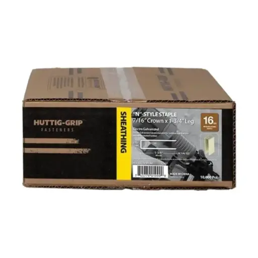 [STAPLEN21-HG] 16Ga X 7/16" (Cr) X 2" (L) Electro Galvanized Staples [10,000pk] (Huttig Grip)