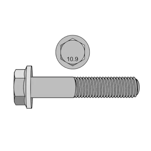 [.100C1000HFLBYZP] M10-1.50 X 100mm Hex Flange Bolt 10.9 ZP