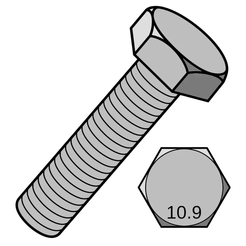 M10-1.50 X 16mm Hex Capscrew 10.9 ZP Fully Threaded DIN933