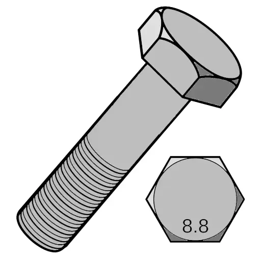 [.100F600HCSXZP960] M10-1.25 X 60mm Fine Hex Capscrew 8.8 ZP Partial Threaded DIN960