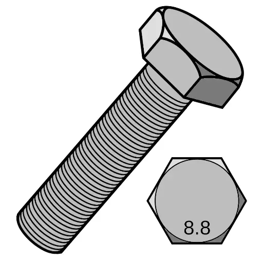 [.120F500HCSXZP961] M12-1.50 X 50mm Fine Hex Capscrew 8.8 ZP Fully Threaded DIN961