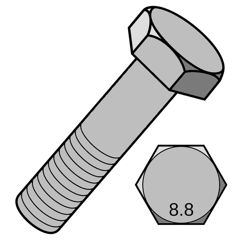 M16-2.0 X 100mm Hex Capscrew 8.8 ZP Partial Threaded DIN931