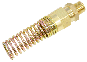 [0923907] 3/8" ID X 3/8" Male NPT Air Brake Hose Connector W/Spring Guard Brass [D.O.T.]