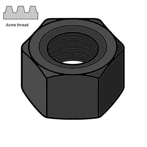 [125ANHRHPL] 1-1/4"-5 Right Handed ACME Nuts Carbon Steel Plain