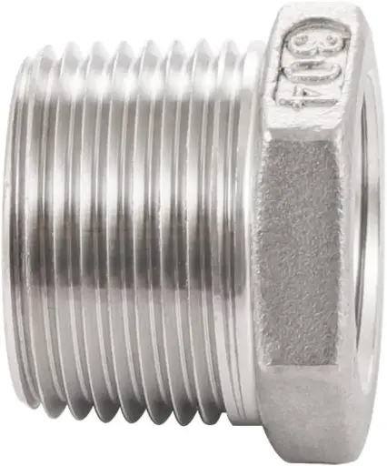 [125NPT100HBSS304] 1-1/4" X 1" NPT Hex Bushing 304 Stainless Steel